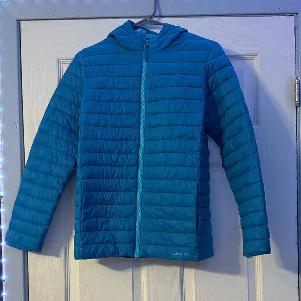 Lands' End Teal Quilted Jacket
